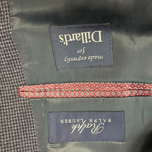 Polo Ralph Lauren Mens Gray Houndstooth Wool-Blend Blazer 46R - Picture 5 of 6